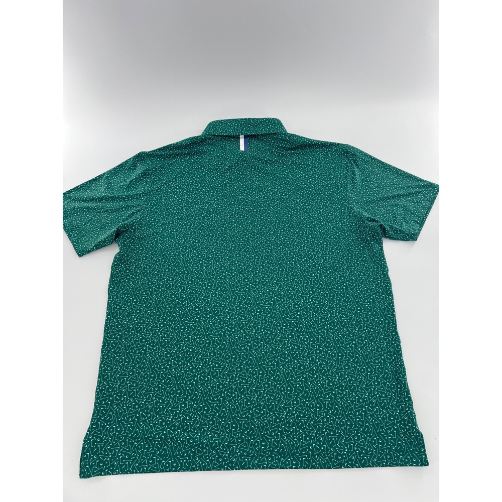 Rhoback The Mulligan Performance Polo Shirt Green Golf Pins Print Mens novelty L - Picture 3 of 10